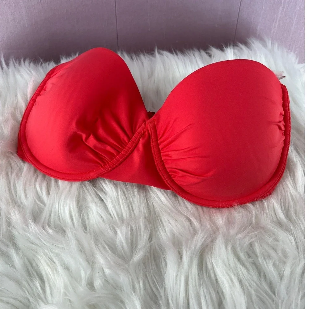 Tommy Bahama Pearl Solids Chic Strapless Bikini Top 34D Bright Coral NEW